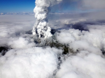 dozens stranded on erupting japanese volcano