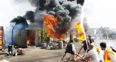 chaman petrol shop fire kills boy injures his brothers