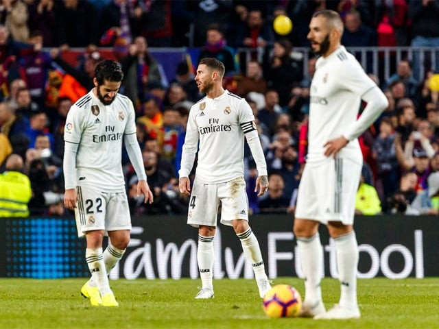isco alarcon of real madrid sergio ramos of real madrid and karim benzema of real madrid look dejected during the la liga match between fc barcelona and real madrid cf at camp nou on october 28 2018 in barcelona spain photo getty isco alarcon of real madrid sergio ramos of real madrid and karim benzema of real madrid look dejected during the la liga match between fc barcelona and real madrid cf at camp nou on october 28 2018 in barcelona spain photo getty