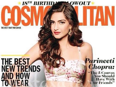sonam wears sania maskatiya on cosmo cover sonam wears sania maskatiya on cosmo cover