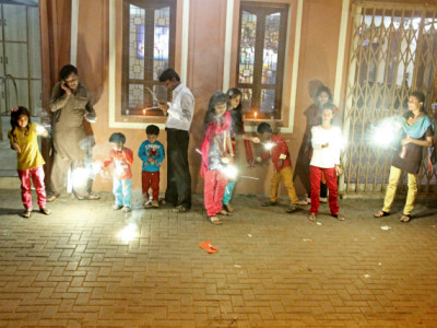 festival of lights children light firecrackers to their heart s content