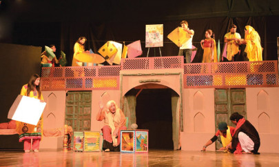 apt reflection ajoka play mocks present socio political situation in the capital