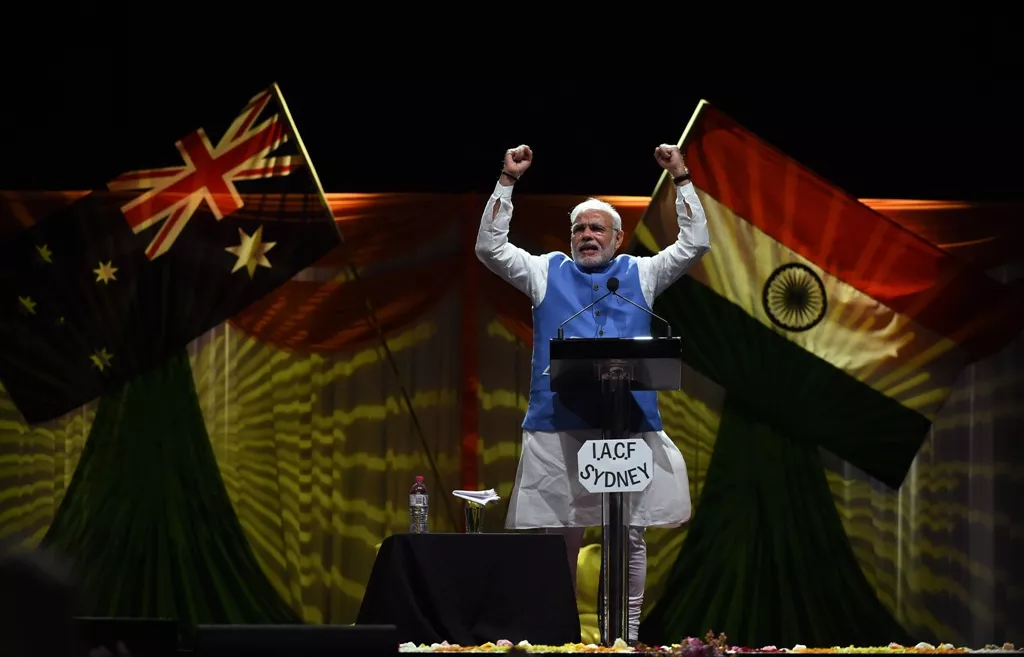screaming fans dub india s modi a rock star in australia screaming fans dub india s modi a rock star in australia