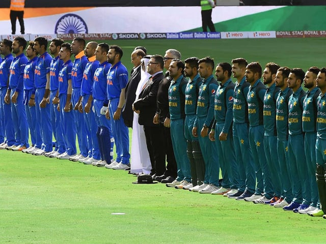 the indian and pakistani cricket teams at the 2018 asia cup photo afp the indian and pakistani cricket teams at the 2018 asia cup photo afp