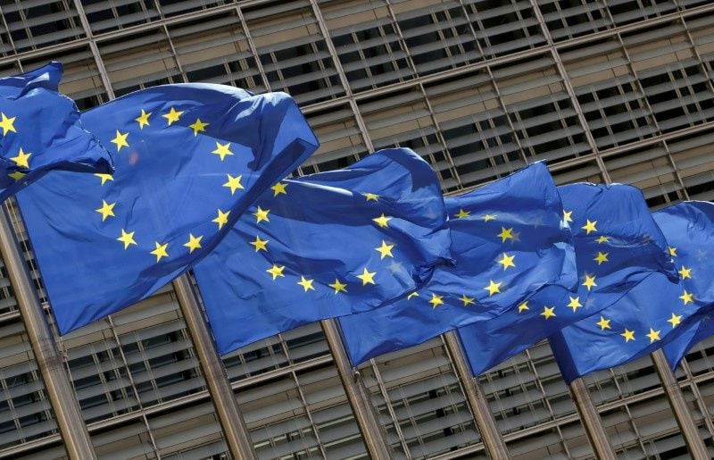 european union flags flutter outside the eu commission headquarters in brussels belgium may 5 2021 photo reuters