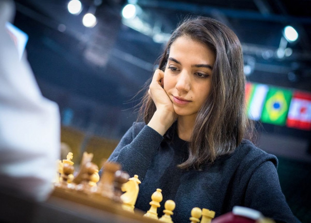 iranian chess player sara khadem competes without wearing a hijab in fide world rapid and blitz chess championships in almaty kazakhstan december 26 2022 in this picture obtained by reuters on december 27 2022 lennart ootes fide via reuters iranian chess player sara khadem competes without wearing a hijab in fide world rapid and blitz chess championships in almaty kazakhstan december 26 2022 in this picture obtained by reuters on december 27 2022 lennart ootes fide via reuters