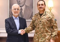 iranian interior minister eskandar momeni pictured in a meeting with chief of defence forces and field marshal syed asim munir at ghq ispr
