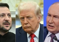 a combination photo of russian president vladimir putin us president donald trump and ukrainian president volodymyr zelensky photo afp