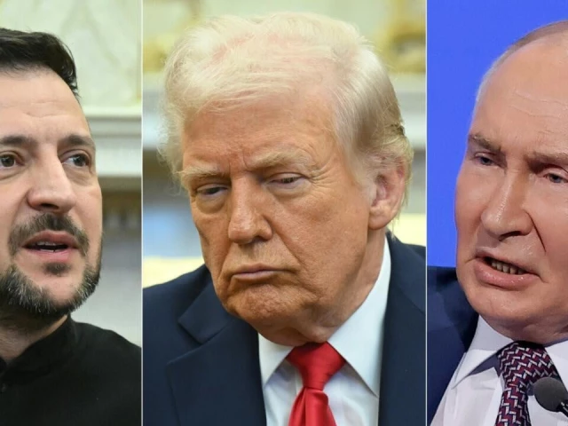 a combination photo of russian president vladimir putin us president donald trump and ukrainian president volodymyr zelensky photo afp