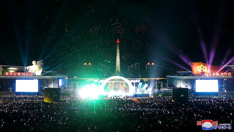 People attend New Year celebrations in Pyongyang, North Korea, in this undated photo released on January 1, 2020 by North Korean Central News Agency (KCNA). PHOTO: REUTERS 