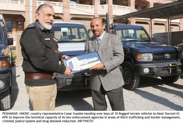 tactical assistance unodc gives 10 vehicles to k p police