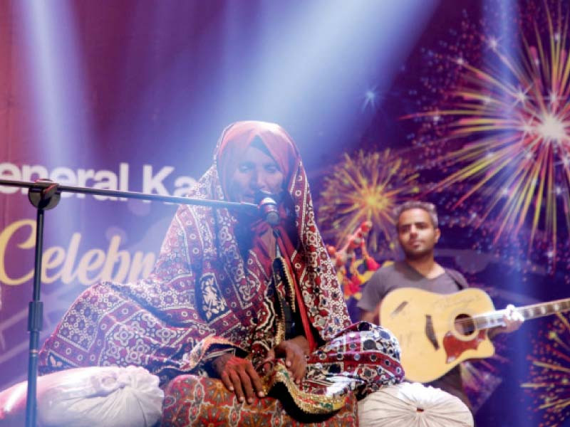 famous folk singer mai dhai performs at the online concert held at the arts council of pakistan to mark the us independence day photo express