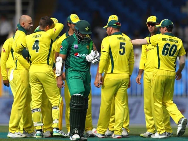 imamul haq of pakistan leaves the field after being dismissed by nathan lyon of australia during the first odi match between pakistan and australia at sharjah on march 22 2019 in sharjah united arab emirates photo getty