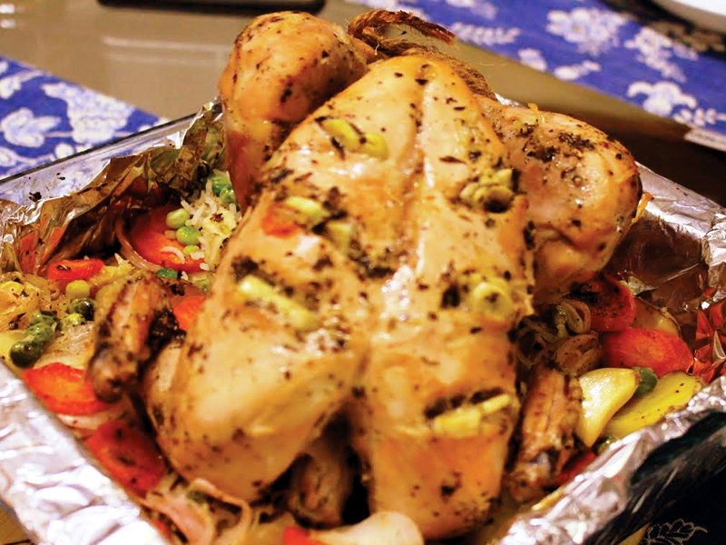 recipe stuffed chicken with roasted vegetables