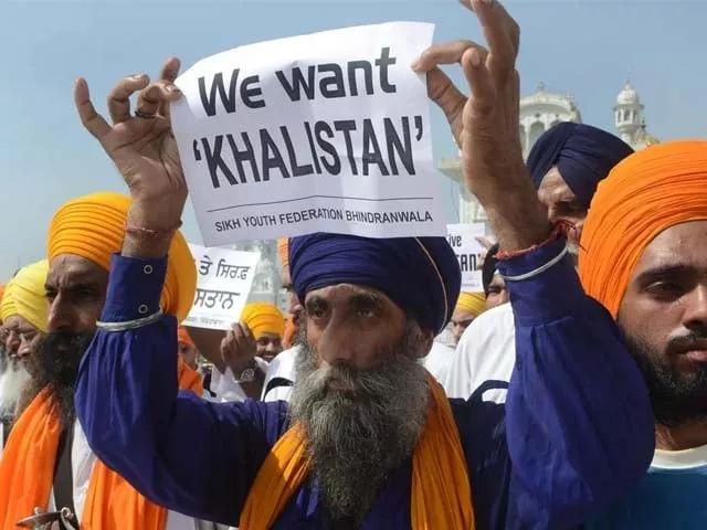 sikh organisations hold placards in support of khalistan photo afp sikh organisations hold placards in support of khalistan photo afp