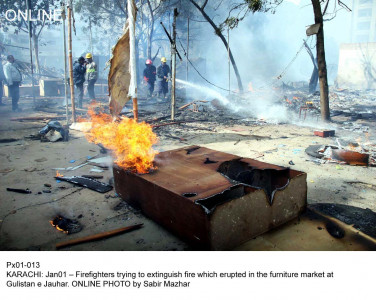 karachi fire damages furniture market
