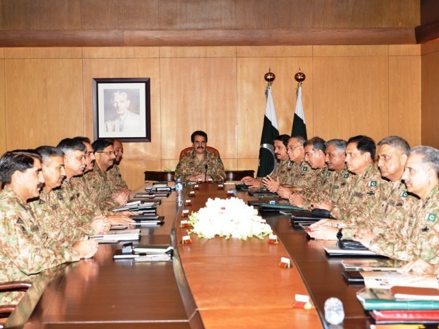 a file photo of general raheel sharif chairing the 175th corps commanders 039 meeting photo ispr