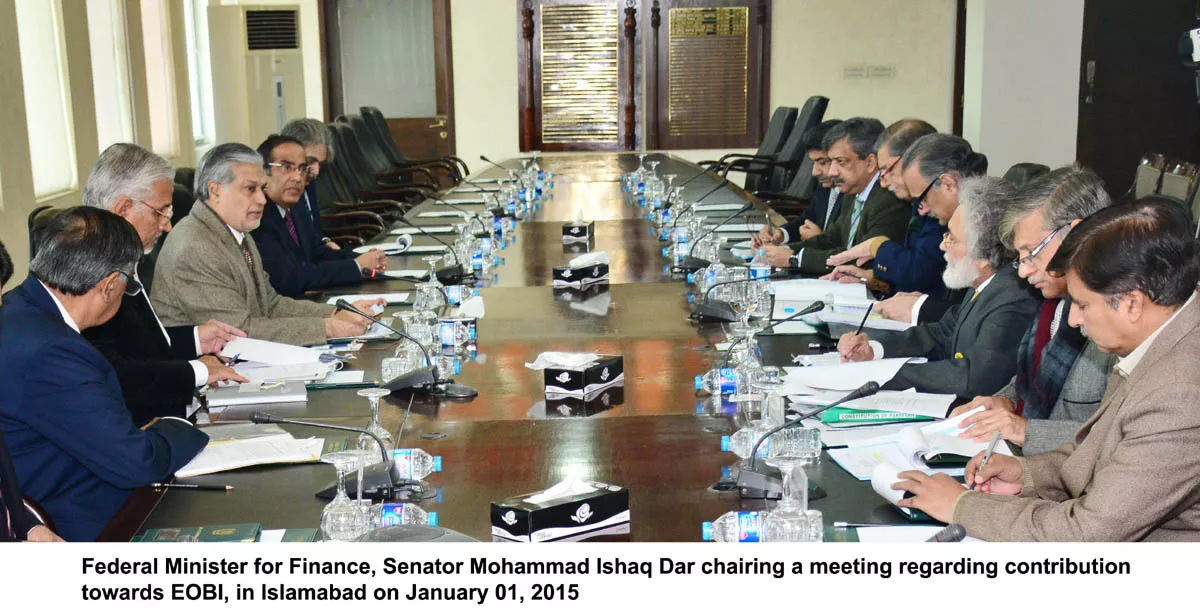 finance minister ishaq dar chairing a meeting on eobi on thursday photo pid finance minister ishaq dar chairing a meeting on eobi on thursday photo pid