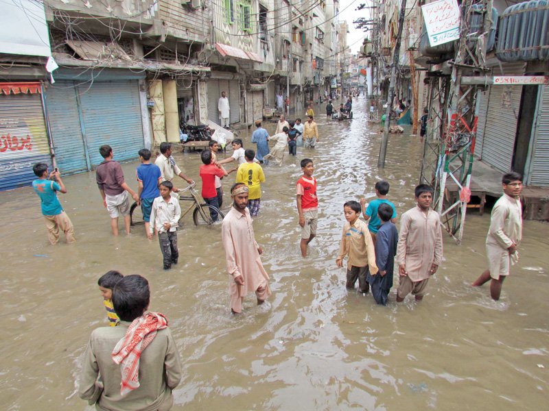 the residents of sukkur were forced to wade through knee deep water when torrential rains hit the area in 2012 the sukkur development alliance claims that no development work has been carried out in the city in the last 15 years photo file