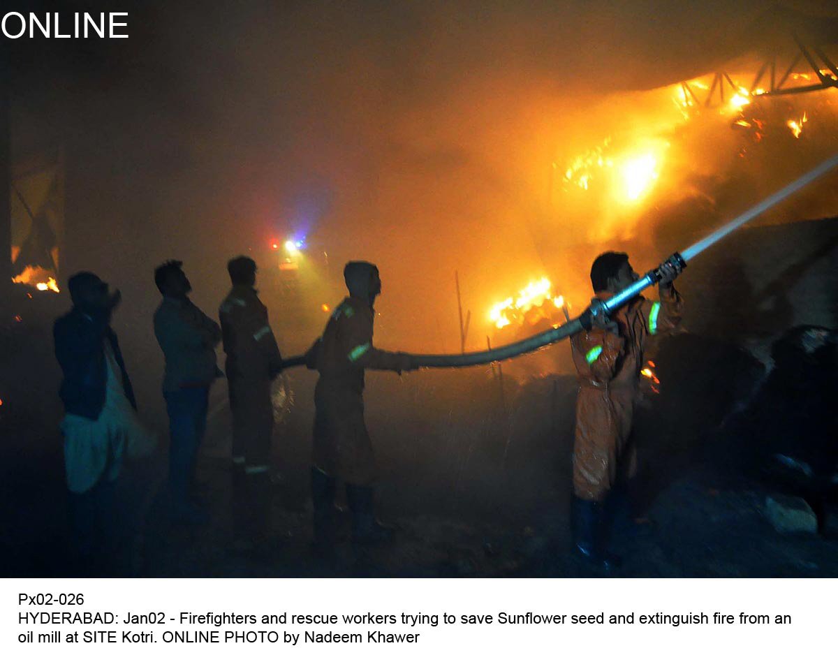 a cotton warehouse in rasheedabad site caught fire on friday photo online