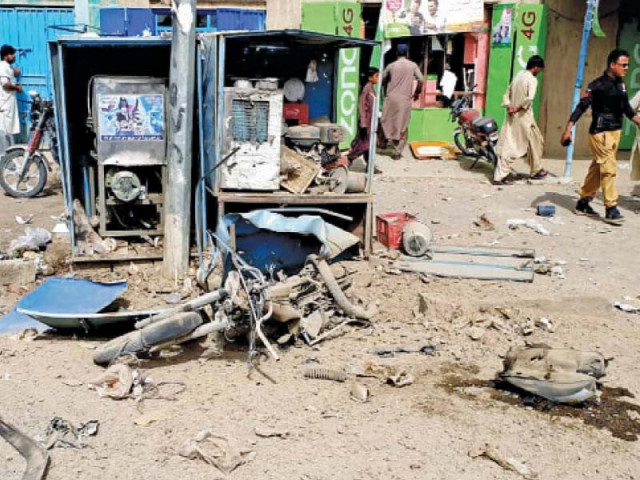 widespread destruction is caused by a roadside ied blast in kharan balochistan photo ppi