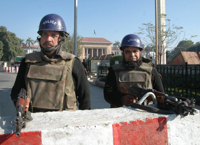 police officials standing outside punjab assembly on friday photo zahoorul haq express police officials standing outside punjab assembly on friday photo zahoorul haq express