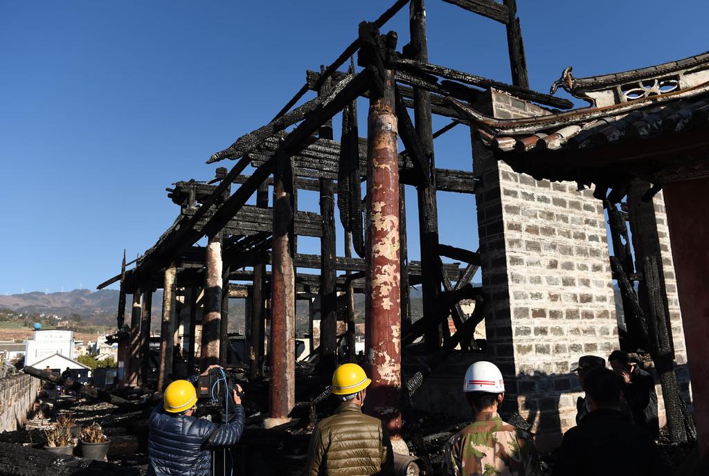 the ming dynasty tower after a fire ravaged it photo courtesy xinhua