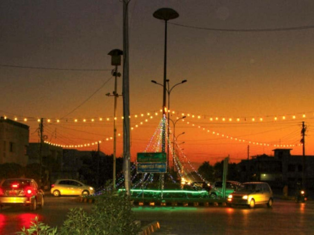 it is the first time that the roundabout on the intersection of khy e shahbaz and commercial avenue has been lit up on the occasion of eid miladun nabi pbuh photo aysha saleem express it is the first time that the roundabout on the intersection of khy e shahbaz and commercial avenue has been lit up on the occasion of eid miladun nabi pbuh photo aysha saleem express