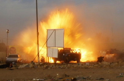 blast targets houthi base in yemen capital