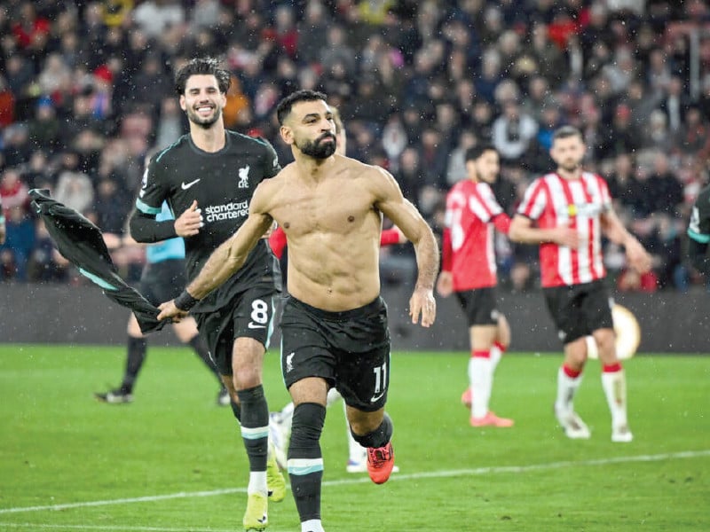 liverpool s mohamed salah c celebrates after scoring against southampton photo afp