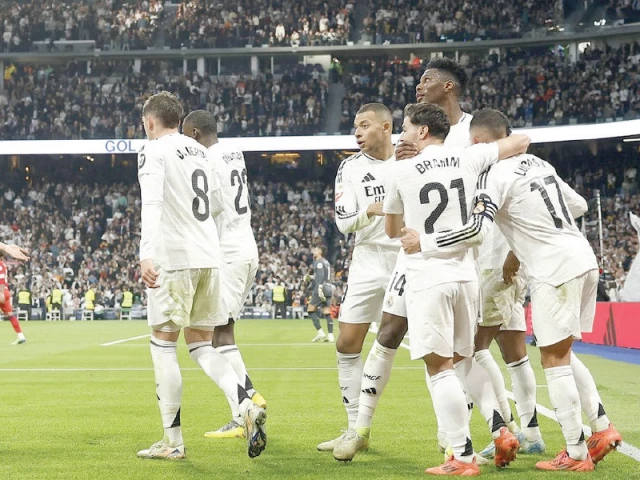 real madrid s french forward kylian mbappe celebrates scoring the opening goal against sevilla photo afp real madrid s french forward kylian mbappe celebrates scoring the opening goal against sevilla photo afp