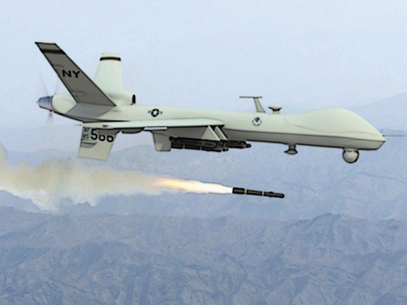 a us drone during its flight photo file