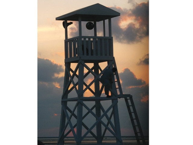 a 29 foot tall watchtower has been built at sea view for the safety of beachgoers and adventurous swimmers photo athar khan express a 29 foot tall watchtower has been built at sea view for the safety of beachgoers and adventurous swimmers photo athar khan express