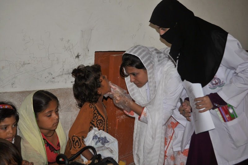 the health camps would not only administer polio drops but also provide a complete primary healthcare package to children so parents feel satisfied and secure said safdar photo lumhs