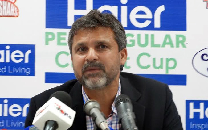 chief selector moin khan announcing pakistan 039 s world cup squad on wednesday photo pcb