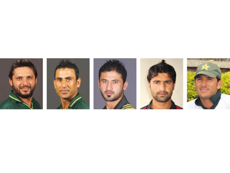 shahid afridi younus khan junaid khan sohail khan and yasir shah photo file