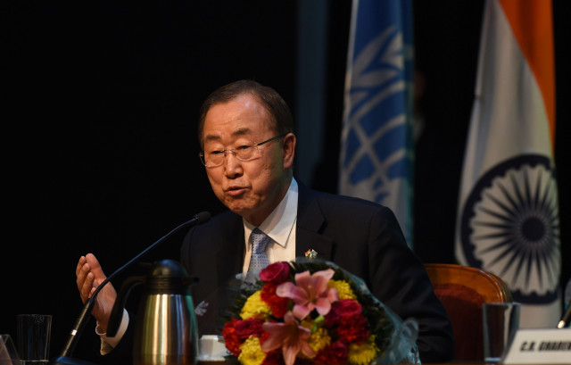 un secretary general ban ki moon answers a question during a function entitled 039 india and the united nations in a changing world 039 in new delhi on january 12 2015 photo afp un secretary general ban ki moon answers a question during a function entitled 039 india and the united nations in a changing world 039 in new delhi on january 12 2015 photo afp