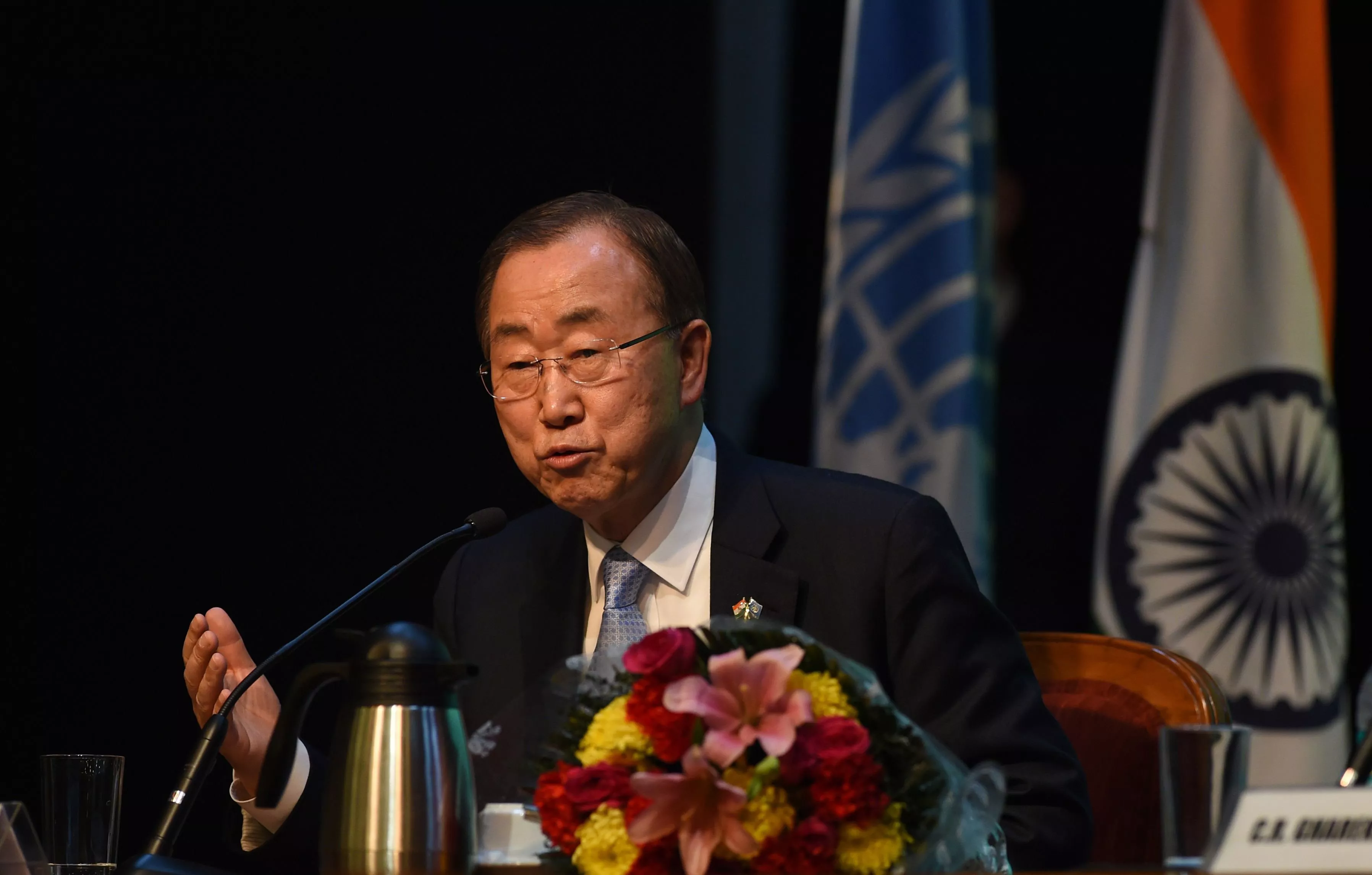 un secretary general ban ki moon answers a question during a function entitled 039 india and the united nations in a changing world 039 in new delhi on january 12 2015 photo afp un secretary general ban ki moon answers a question during a function entitled 039 india and the united nations in a changing world 039 in new delhi on january 12 2015 photo afp