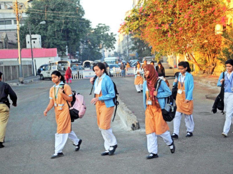 students of st joseph s convent school arrive at the premises for their first day of school after the winter vacations the vacations had been extended due to fear of terrorist attacks on schools in the wake of the peshawar incident photo mohammad azeem express