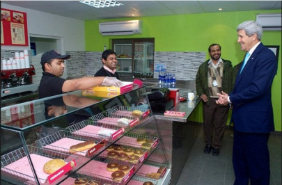 kerry indulges in some dunkin donuts in islamabad kerry indulges in some dunkin donuts in islamabad