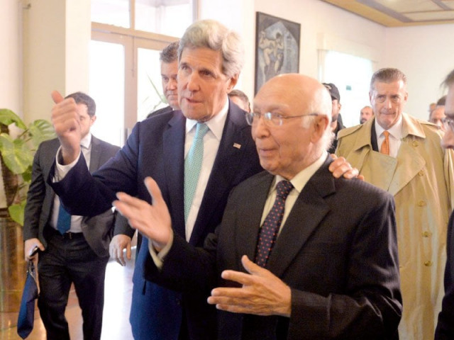 john kerry and sartaj aziz leave after a joint press conference photo afp john kerry and sartaj aziz leave after a joint press conference photo afp