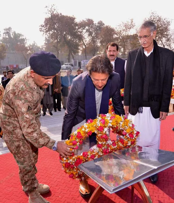 pti chief imran khan lays a wreath while visiting peshawar photo pti twitter pti chief imran khan lays a wreath while visiting peshawar photo pti twitter