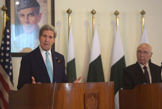 us secretary of state john kerry l speaks during a joint press conference with pakistan 039 s national security advisor sartaj aziz at the foreign ministry in islamabad on january 13 2015 photo afp us secretary of state john kerry l speaks during a joint press conference with pakistan 039 s national security advisor sartaj aziz at the foreign ministry in islamabad on january 13 2015 photo afp