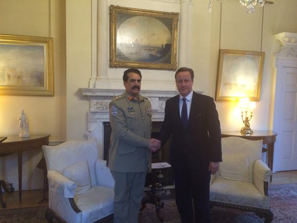 coas general raheel sharif meets british prime minister david cameron in london united kingdom on wednesday january 15 2015 photo ispr