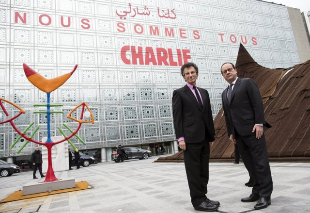 french president francois hollande r and the president of the institut du monde arabe arab institute jack lang l pose in front of the arab institute building bearing the message 039 we are charlie 039 on january 15 2015 french president francois hollande said thursday that muslims suffered the most from fundamentalism and intolerance as the country grapples with the fallout from a string of islamist attacks photo afp french president francois hollande r and the president of the institut du monde arabe arab institute jack lang l pose in front of the arab institute building bearing the message 039 we are charlie 039 on january 15 2015 french president francois hollande said thursday that muslims suffered the most from fundamentalism and intolerance as the country grapples with the fallout from a string of islamist attacks photo afp