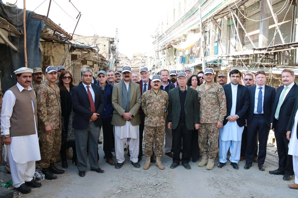 a delegation of ambassadors charge d 039 affairs from friendly countries and un agencies representatives visting miran shah bazar during their visit to nwa on thursday photo ispr