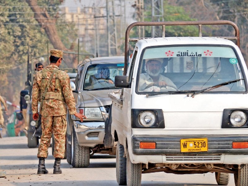 security personnel deployed on warsak road photo muhammad iqbal express