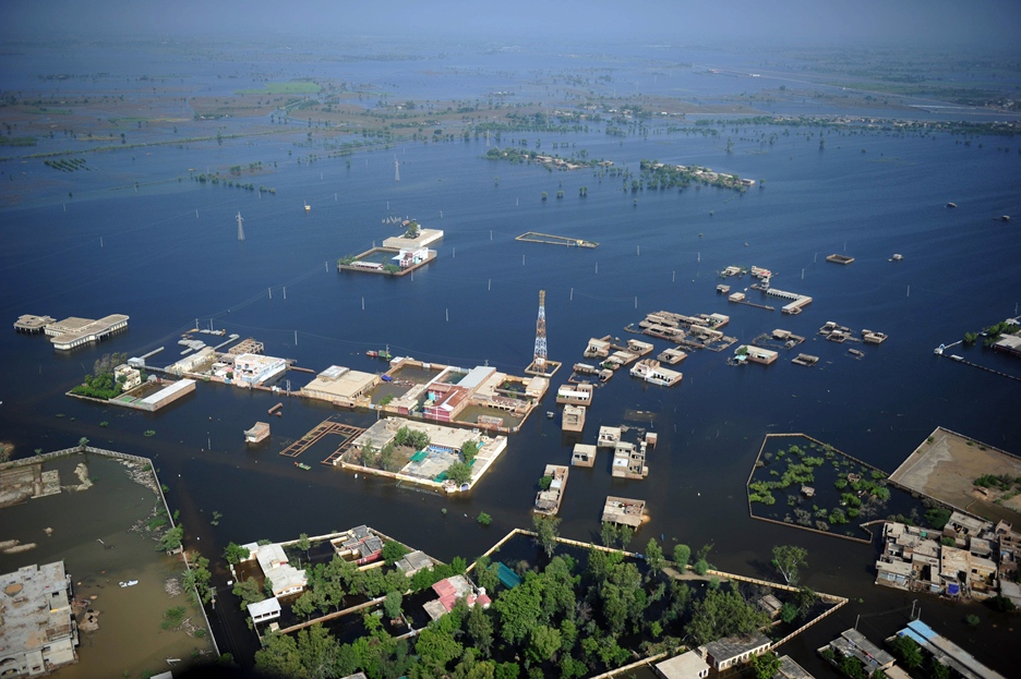 this photograph taken from a pakistani army helicopter shows shows a view of the flood hit sanghar district of sindh province on september 19 2011 photo afp