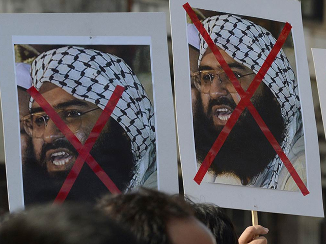activists protest against jem chief masood azhar in mumbai in january 2016 after the attack on the pathankot airbase photo afp