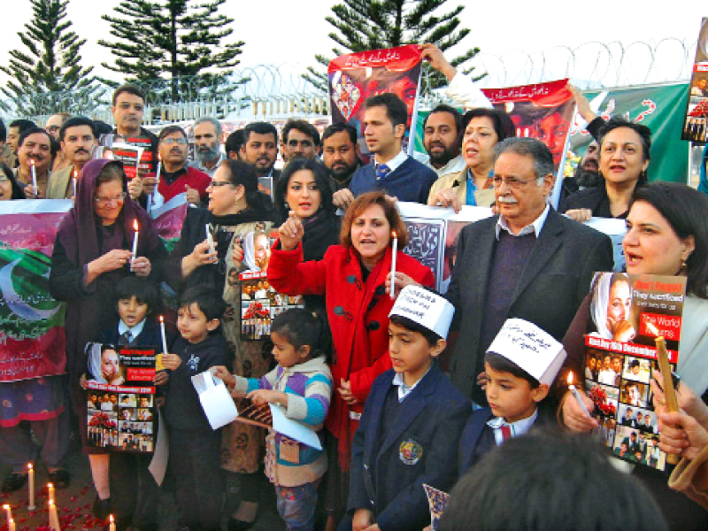 protesters in aabpara and d chowk reiterated their resolve to fight extremism and terrorism photo muhammad javaid express